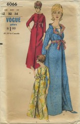 6066 1960s VOGUE LONG BUTTON ROBE,BELT PATTERN 12 32